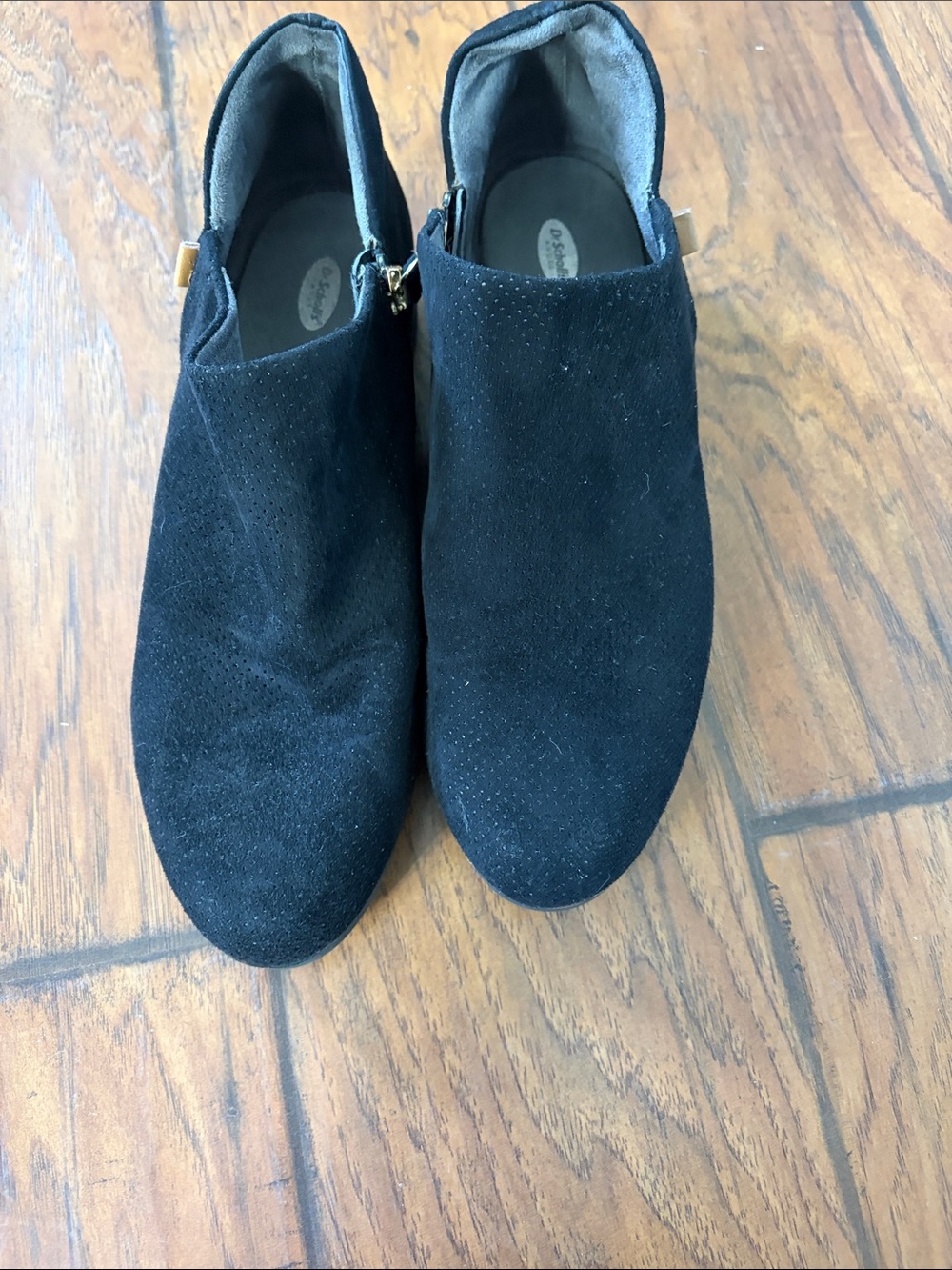 Dr. Scholl's Black Suede Ankle Booties with Side Zip